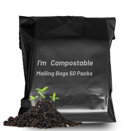 Envfender 10.6x16.7 inch Compostable Shipping Bags 50 Count Compost Poly Mailers with Eco Friendly Packaging Envelopes Supplies Mailing Bags Black