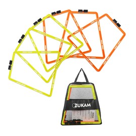 ZUKAM Trapezoid Agility Rings for Speed Training & Agility Footwork Training Speed Hurdles Ladder with Carrying Bag (6 Rings)
