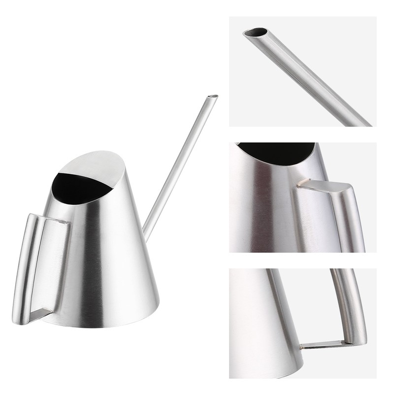 900ml Stainless Steel Watering Can Brushed Garden Planting Indoor Outdoor