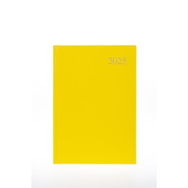 Collins Essential 2025 Business Diary - A5 Day to a Page Planner with Leathergrain Hardback Cover - Yellow - ESSA51.45-25
