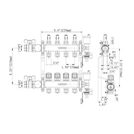 4 Loop PEX Manifold Radiant Floor Heating System with 1/2" PEX Tube Adapters,Stainless Steel Manifold for Hydronic Radiant Floor Heating