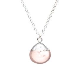 Gempires Rose Quartz Necklace for Women, Teardrop Crystal Necklace, Natural Gemstone, Silver Electroplated, Everyday Wear, 16 + 2 inch Adjustable Chain, Gift for Mom Girlfriend