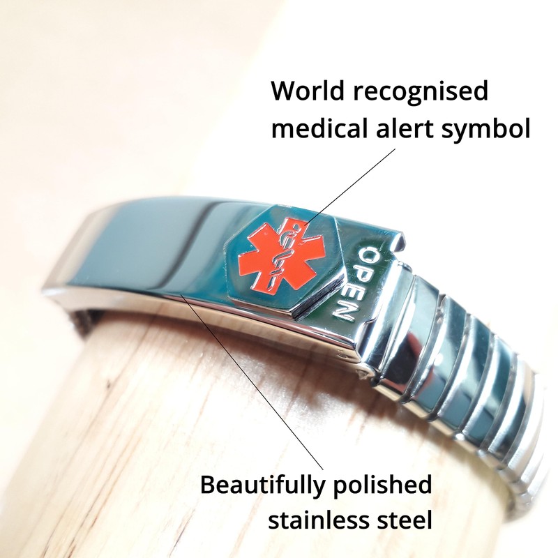 PSTD Medical Bracelet, Complex, Comorbid, Acute etc. Engraved Stainless Steel