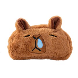 Novelty Funny Calm Down Soft Plush Brown Capybara Big Mouth Green Frog Soft Stuffed Surface Fluffy Clothes Zipper Pencil Box Pencil Case Pencil Storage Holder Pouch Pen Bag -Snival Capybara