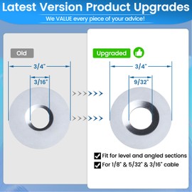Muzata 20Pack Cable Railing Kit Protector Sleeve Adhesive Grommet Protective for 1/8" 5/32" 3/16" Wire Rope Wood Metal Posts T316 Stainless Steel Cable Deck Stair Railing CR91,CP2