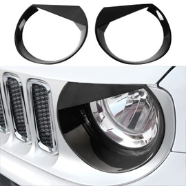 Angry Bird Front Headlight Bezels Trim Cover for Jeep Renegade 2015 2016 2017 2018 (Black)