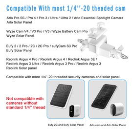 Adjustable 2 in 1 Security Camera and Solar Panel Gutter Mount Compatible with Wyze/Reolink/Arlo Solar Panel for Maximum Sunlight