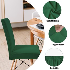 Zindoo Dining Chair Seat Covers, Green Chair Covers for Dining Chairs 4, Stretch High Back Chair Covers, Spandex Dining Chair Covers for Wedding, Hotel, Restaurant, Banquet, Kitchen