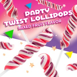 Party Swirl Lollipops | 30 Count Jar | Mixed Fruit Flavor | Pink Lollipops Individually Wrapped | Spiral Suckers Party Favors for Girls' Themed Events | Colorful Party Candy