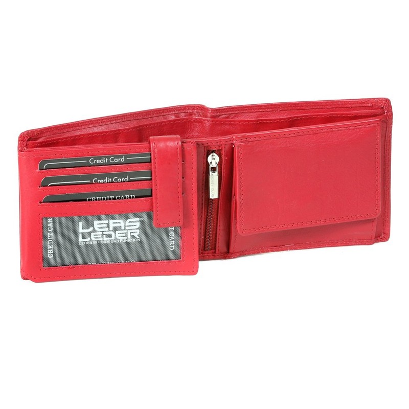 Men's and Women's wallet horizontal format LEAS, Genuine Leather, cherry