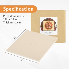 Big Horn Outdoors Pizza Stone for Oven & Grill Square Bread Baking Stone Heavy Duty Cordierite (12Inch)