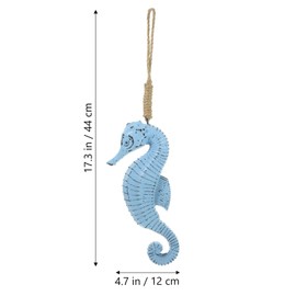 HOMSFOU Seahorse Wall Sculpture Distressed Rustic Wooden Ocean Animal Wall Art Nautical Hanging Handcarved Seahorse Wall Decor Beach Themed Party Decoration