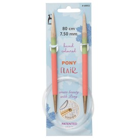 Pony Flair Hand Colored Fixed Circular Knitting Needles - 80CM (7.50MM)