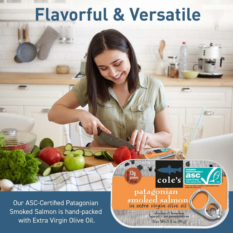 COLE'S SEAFOOD - Hand Packed Smoked Salmon in Olive Oil,