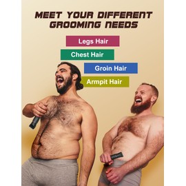 Body Hair Trimmer for Men, Manscape Electric Razor, Versatile Hair Trimmer for Groin, Beard, Nose/Ear Hair, Waterproof & USB-C Rechargeable, Travel Lock