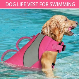 Doglay Dog Life Vest, Dog Life Jacket with Double Rescue Handles and Reflective Stripes, Adjustable High Visibility Swimming Safety Vest, Pet Life Preserver Lifesaver for Small Medium Large Dogs