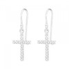 Small Sterling Silver Sparkly Crystal Cross Dangling Earrings
