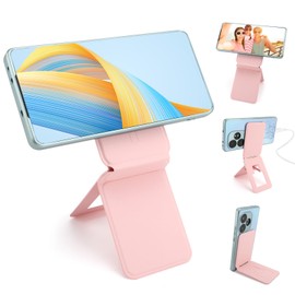 Soporte magnético para teléfono, Plegable trípode magnético del teléfono, ajuste de ángulo y fuertes imanes PU soporte del teléfono de cuero, compatible con todos los teléfonos inteligentes (Rosa)