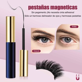 Lápiz Delineador de Ojos Negro Mate, 2 Delineadores con 5 Pares Pestañas Postizas Magneticas y Pinzas, Set de Pestañas Postizas 3D Autoadhesivas con iman de Visón Natural Impermeables y Reutilizables