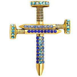 LuvQaze Cross Sword Brooch for Men Blue Cross Pin Religious Brooch Birthday Father's Day for Husband Father Boyfriend