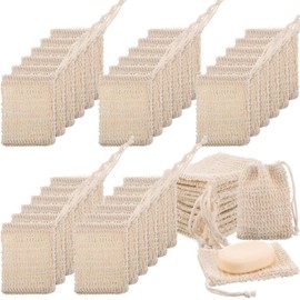 Rtteri 200 Pcs Soap Exfoliating Bag, Natural Sisal Soap Pouch, Soap Saver Body Shower Bar Soap Pouch Shampoo Soap Bags Mesh Body Soap Net with Drawstring for Foaming and Drying