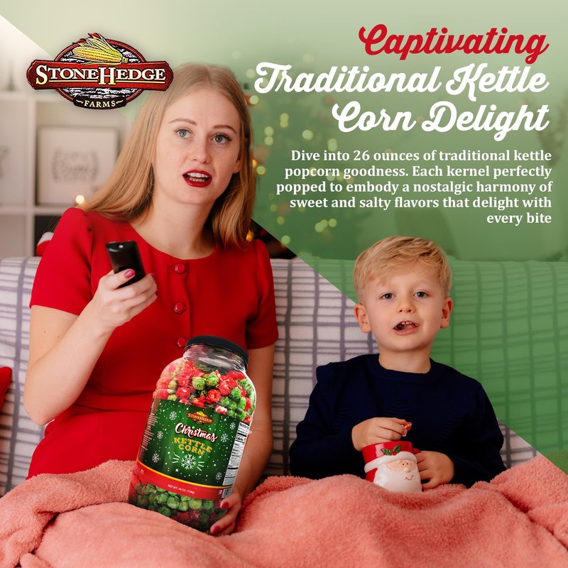 Stonehedge Farms Christmas Kettle Corn Popcorn | 26 oz Large