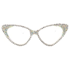 bullabulling Cat Eye Crystal Rhinestone Reading Glasses for Women Sparkling Eyewear Frames Female Trendy bling Diamond Reader