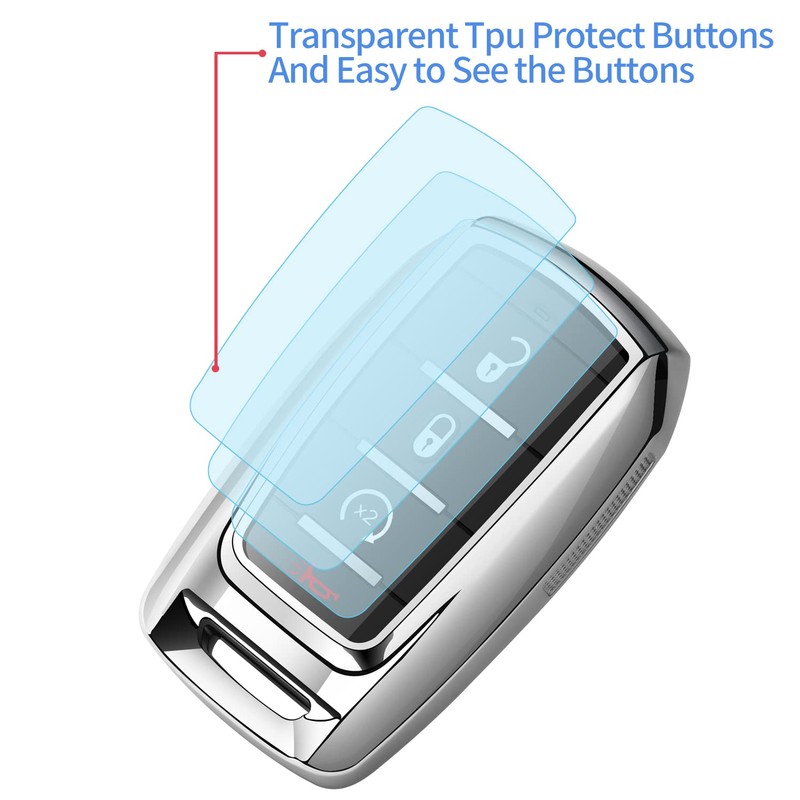 Tukellen Dodge Ram 1500 Key Fob Cover, Soft TPU Case