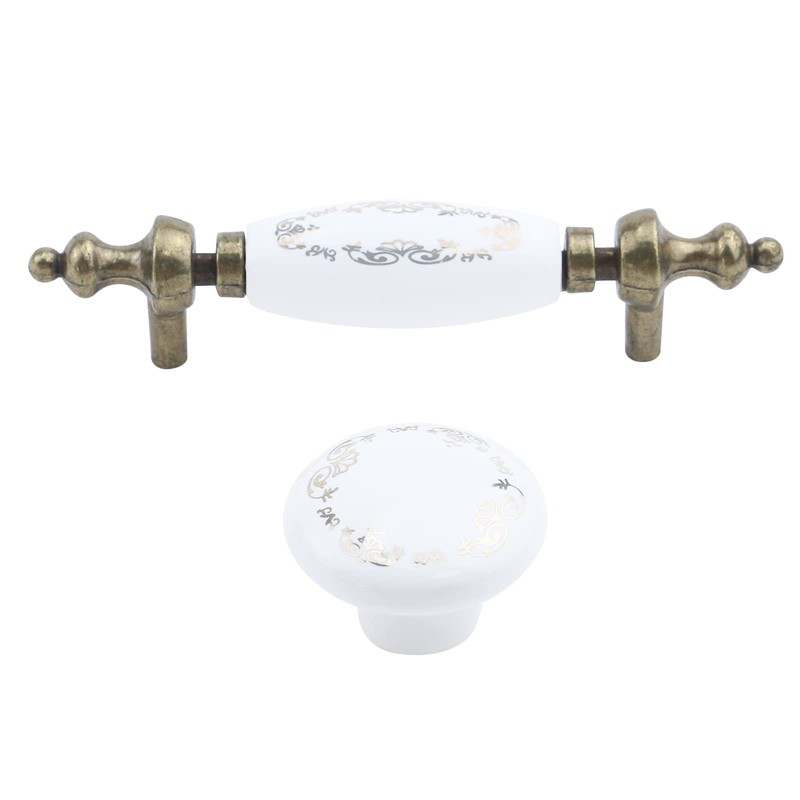 Semetall 6pcs Antique Bronze Ceramic Dresser Handles,Vintage Drawer Pull and