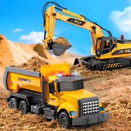 LerBao 2 Pack Large Construction Engineering Truck Toys,Moveable Claw Excavat...