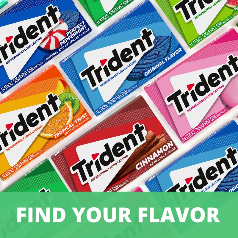 Trident Watermelon Twist Sugar-Free Chewing Gum, 12 Packs of 14