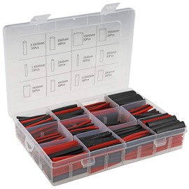 ChiliTec Heat Shrink Tubing Box 560 Pieces Indoor Outdoor Insulation Sealing Cable 11 Sizes Shrink Rate 2:1 45 mm Long Black Red