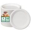 JOLLY CHEF 100% Compostable Paper Plates, 150 Pack 9 Inch