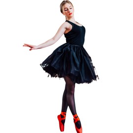 Gardenwed Tutu Women's Skirt Tulle Skirt Crinoline 50S Short Ballet Dance Dress Tutu Underskirt Rockabilly Petticoat for Carnival Party Dress, A-black