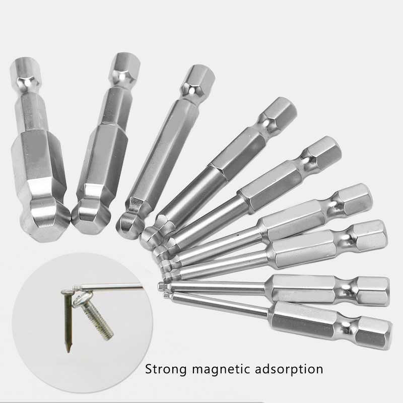 9pcs Hex Screwdriver Bit Set Rustproof S2 Steel Magnetic Ball