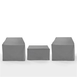 Crosley Furniture Patio Furniture Covers, Waterproof 3-Piece Cover Set for Outdoor Chairs and Square Table, Gray