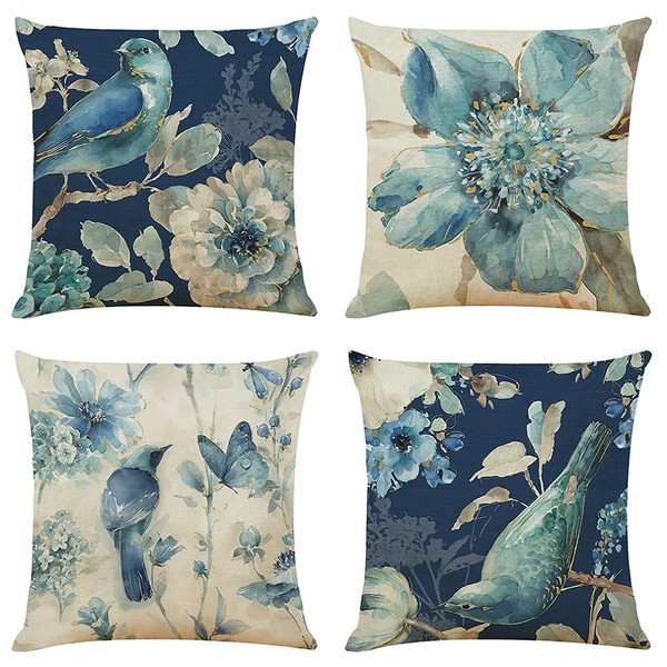 BCKAKQA Throw Pillow Covers Set of 4 Navy Blue Cushion