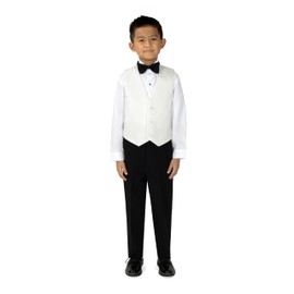Spring Notion Big Boys' Modern Fit Tuxedo Set, No Tail 5 Off-White Jacket/Black Pants