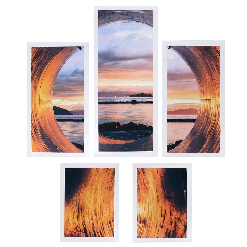 5PCS Frameless Canvas Painting Seaport Pattern Wall Art Picture for