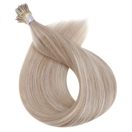 Full Shine I Tip Hair Extensions 20 Inch DIY Bead 50 Gram Per Package Color Blonde 18 Ash Blonde Highlighted 613 Bleach Blonde I Tip Extensions Remy Human Hair Remy Fusion Hair
