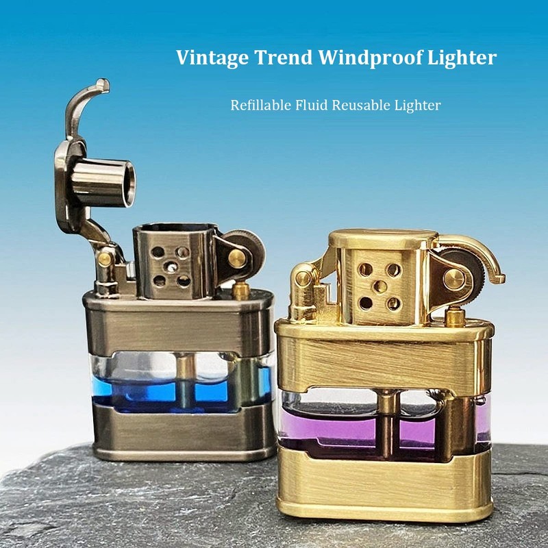 Vintage Lighter Creative Clear Lighter Cool Transparent Lighter Refillable Windproof