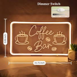 Planzo Coffee Bar Neon Sign Light for Restaurant Coffee Shop Cafe Bar Beer Pub Store Ad Window Display LED Coffee cup Kitchen Bedroom Man Cave Home Birthday Party Wall Sign Decor 5V USB