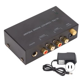Phono Turntable Preamp,Mini Electronic Audio Stereo Phonograph Preamplifier with RCA Input,RCA Output & Low Noise Operation,Portable Independent Knob Control(US)