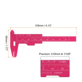 QUARKZMAN Mini Plastic Vernier Caliper 80 mm 3 Inch Vernier Calliper Portable Ruler Measuring Tool (Metric/Inch) Hot Pink