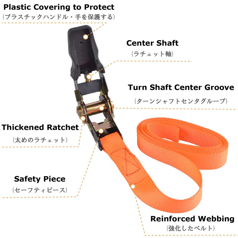 YAPJEB Cargo Tightening Bell, Tratchet Type, 6.6 ft (2 m),