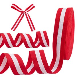 HOBBIESAY Christmas Stripe Ribbon 22.86 m x 30 mm Grosgrain Ribbon Red White Striped Ribbon Craft Ribbon Gift Ribbons for Embellishments Home Party Wedding Flower Decoration