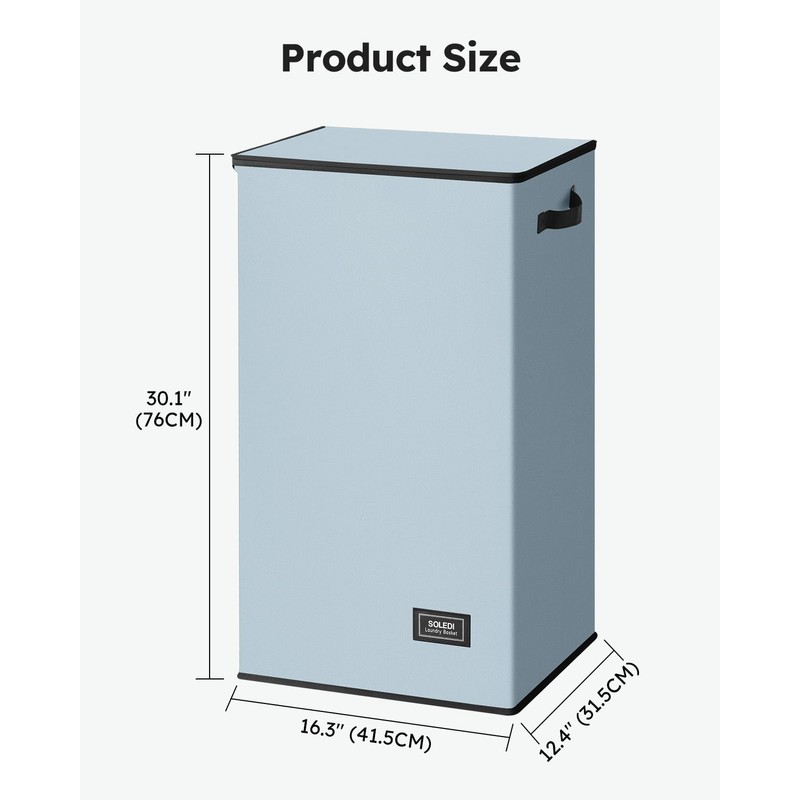 SOLEDI Laundry Hamper with Lid 100L Large & Tall Collapsible