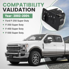 VORGENS Headlight Switch, Fit for Ford F-250/ F-350/ F-450/ F-550 Super Duty, 2002 2003 2004 - Replace 2C3Z11654DAB 2C3Z11654DAA Headlight Dimmer Switch - Black Rectangular Shape Headlight Switch