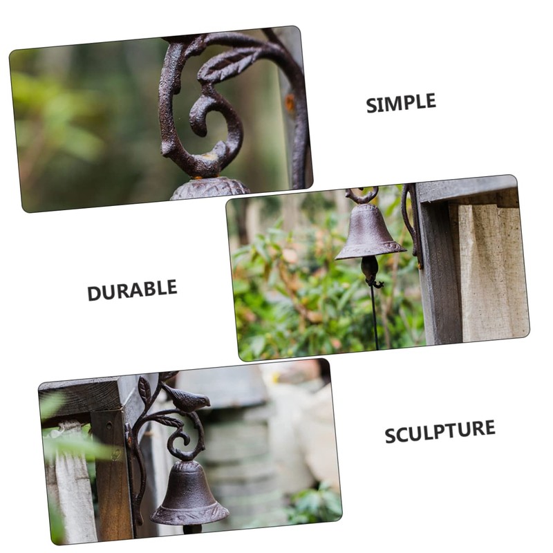 Levemolo Antique Cast Iron Bell Manual Door Chime Decorative Flower