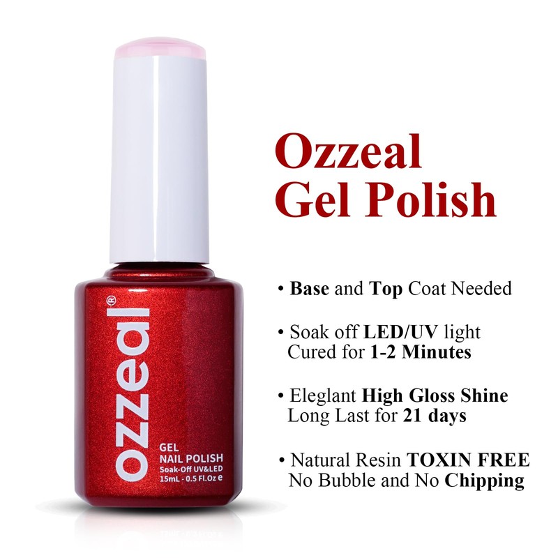 Ozzeal Gel Polish, 0.5 Fl Oz Light Pink Nail Gel